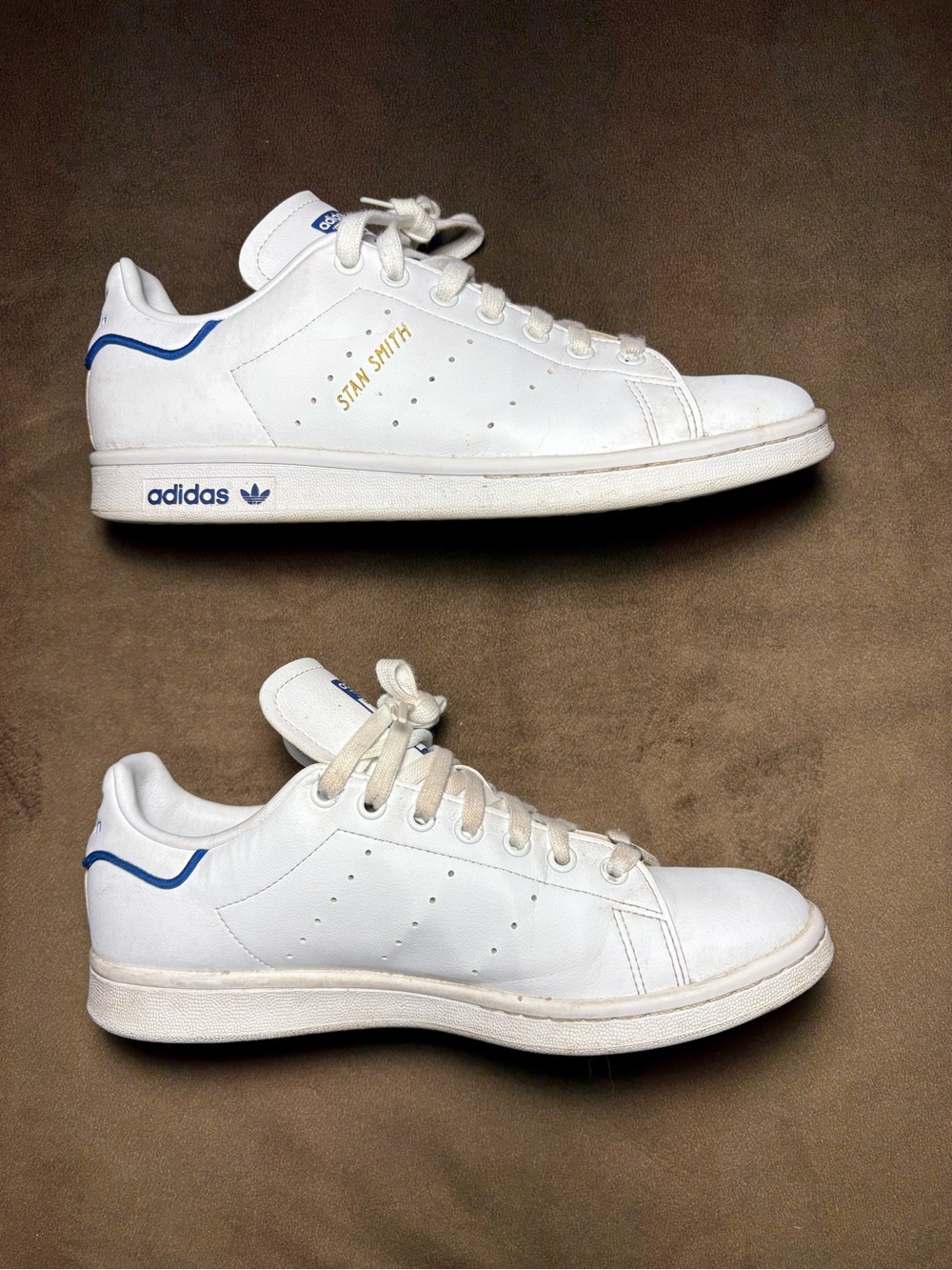 Adidas Stan Smith White/Blue Sneakers (Size 9) 👟💙